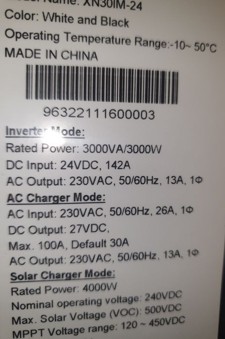 Vând invertor hibrid INVT 3kw, 24v