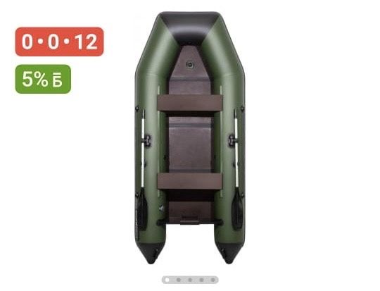 Надувная лодка Аква 3200 слань-книжка киль зеленый-черный