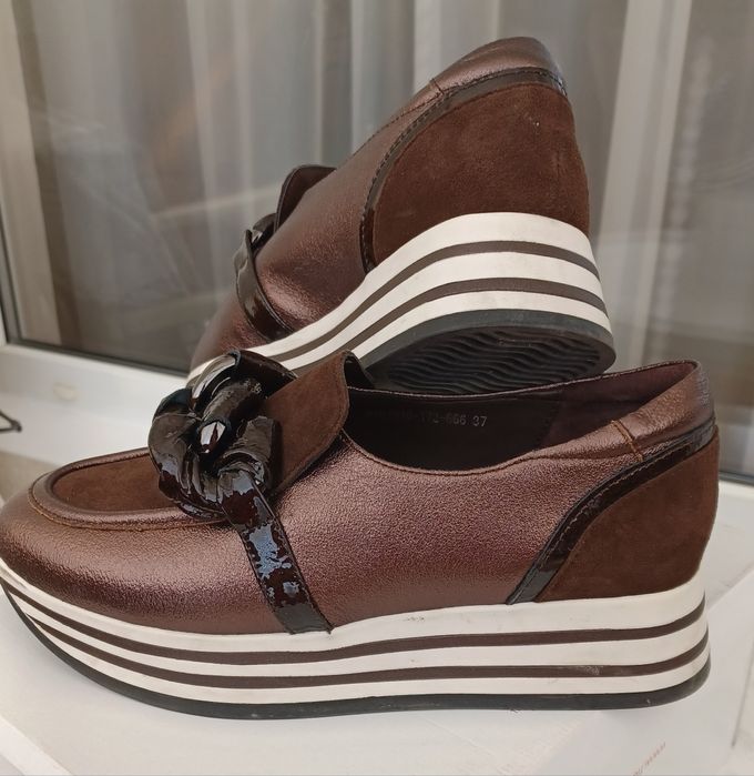 Спортни обувки DORKING на платформа, естествена кожа N37