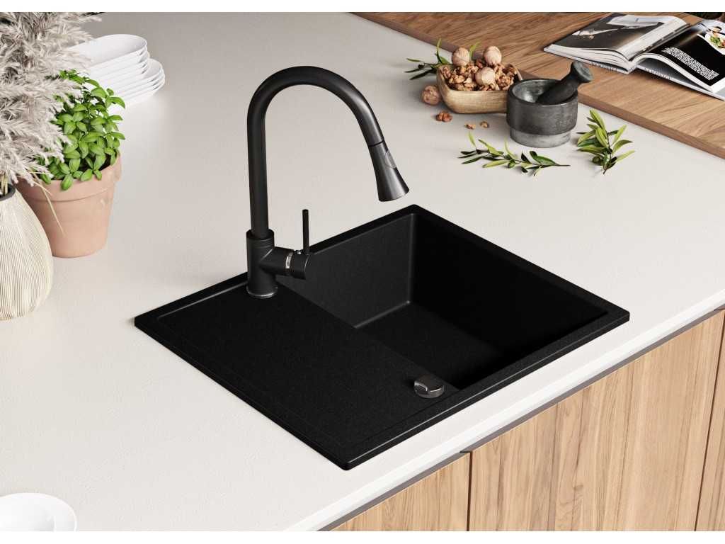 Кухненска мивка от Гранит модел Ибиса 620 Компакт - Черна