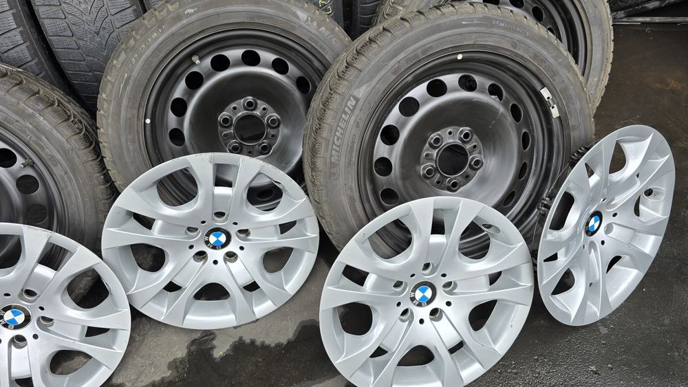 4 jante tablă BMW 17 țoli cu anvelope iarnă 225/50/17