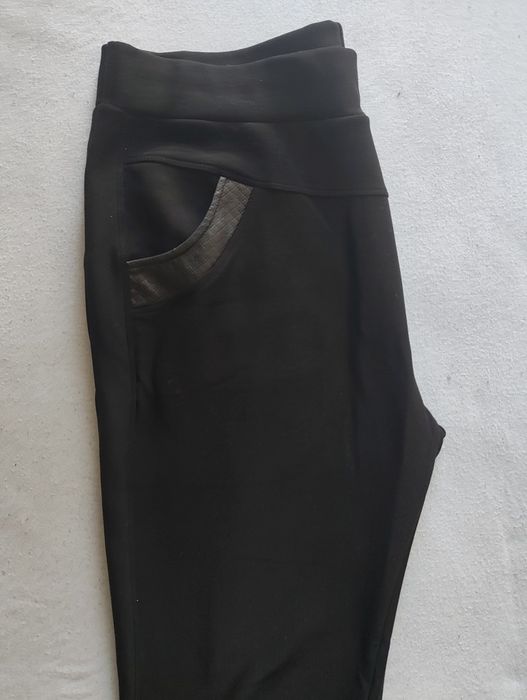 Pantaloni xxl negri iarna pufosi in interior