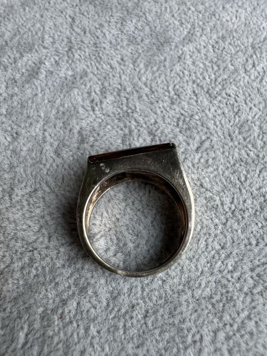 Inel din argint, cuart fumuriu si citrin