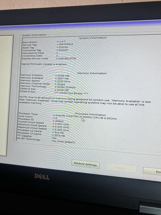 Dell 5570• Procesor i5 generatia 6..Fara SSD si ram.. functional