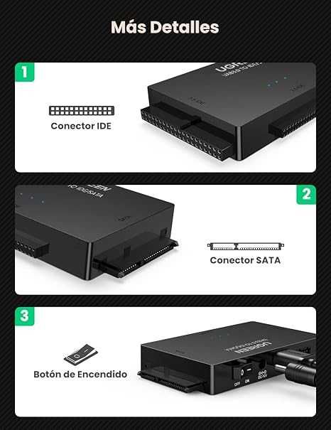 UGREEN USB IDE адаптер-достъп до 3 устройства едновременно
