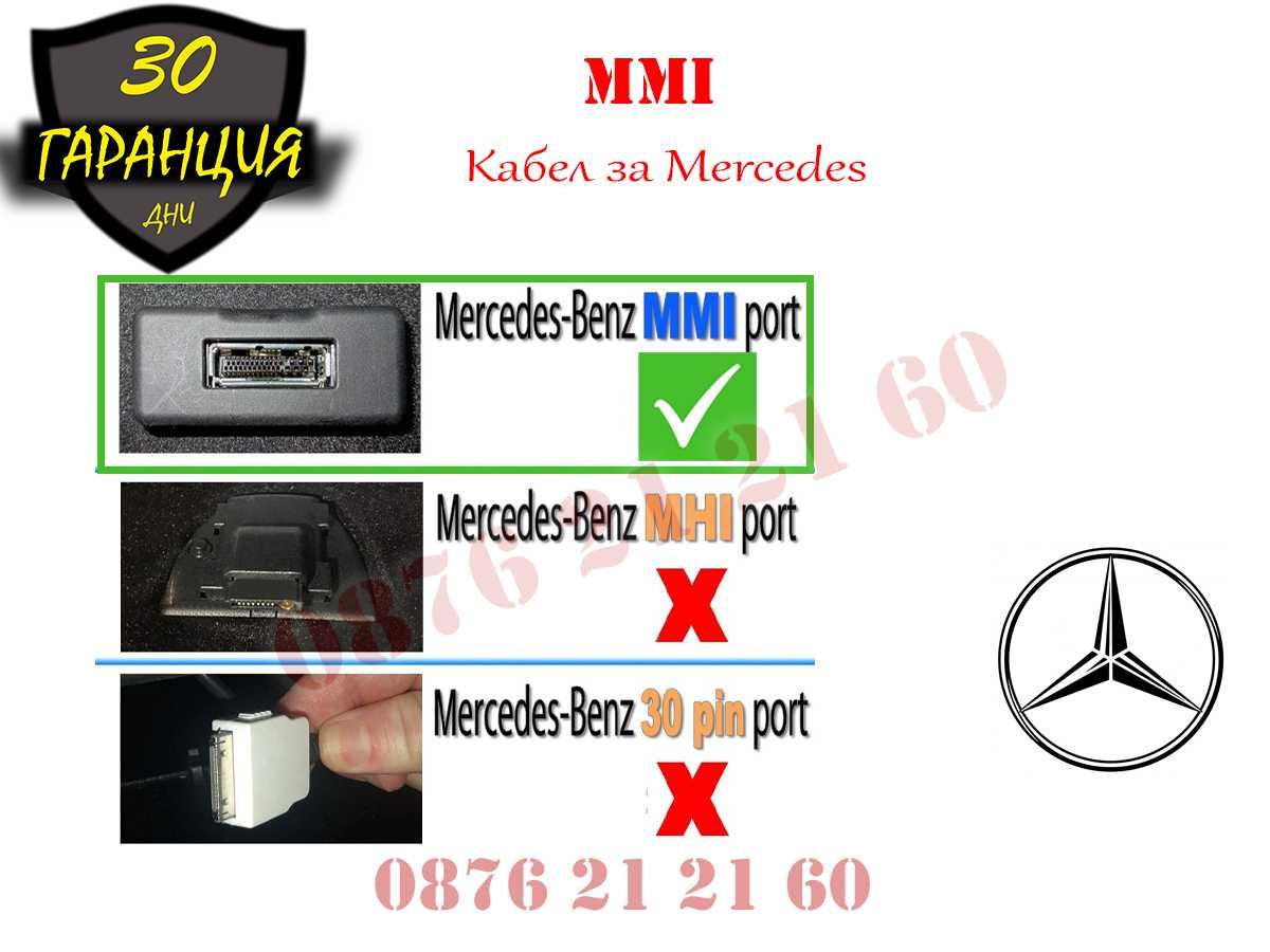 AUX MMI Букса Кабел Mercedes Мерцедес A B C E S GL ML Ц Е АУХ ММИ CLS