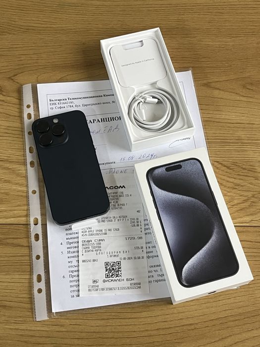 Бартер гаранционен iPhone 15 pro  128гб blue