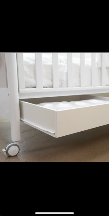 Patut + Saltea 60*125 , marca Transilvan alb lemn masiv bebe 0-3 ani