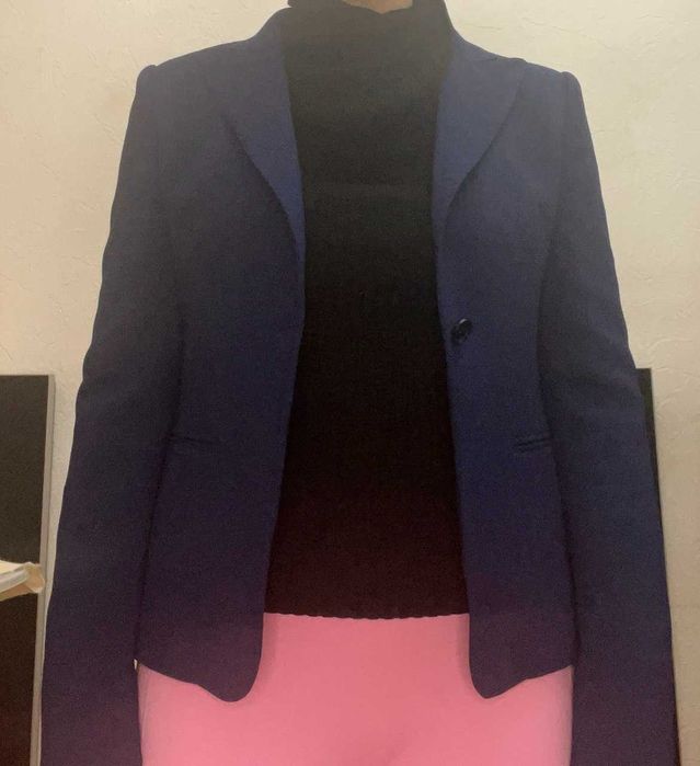 Пиджак Классический, Деловой, Синий. Шерсть