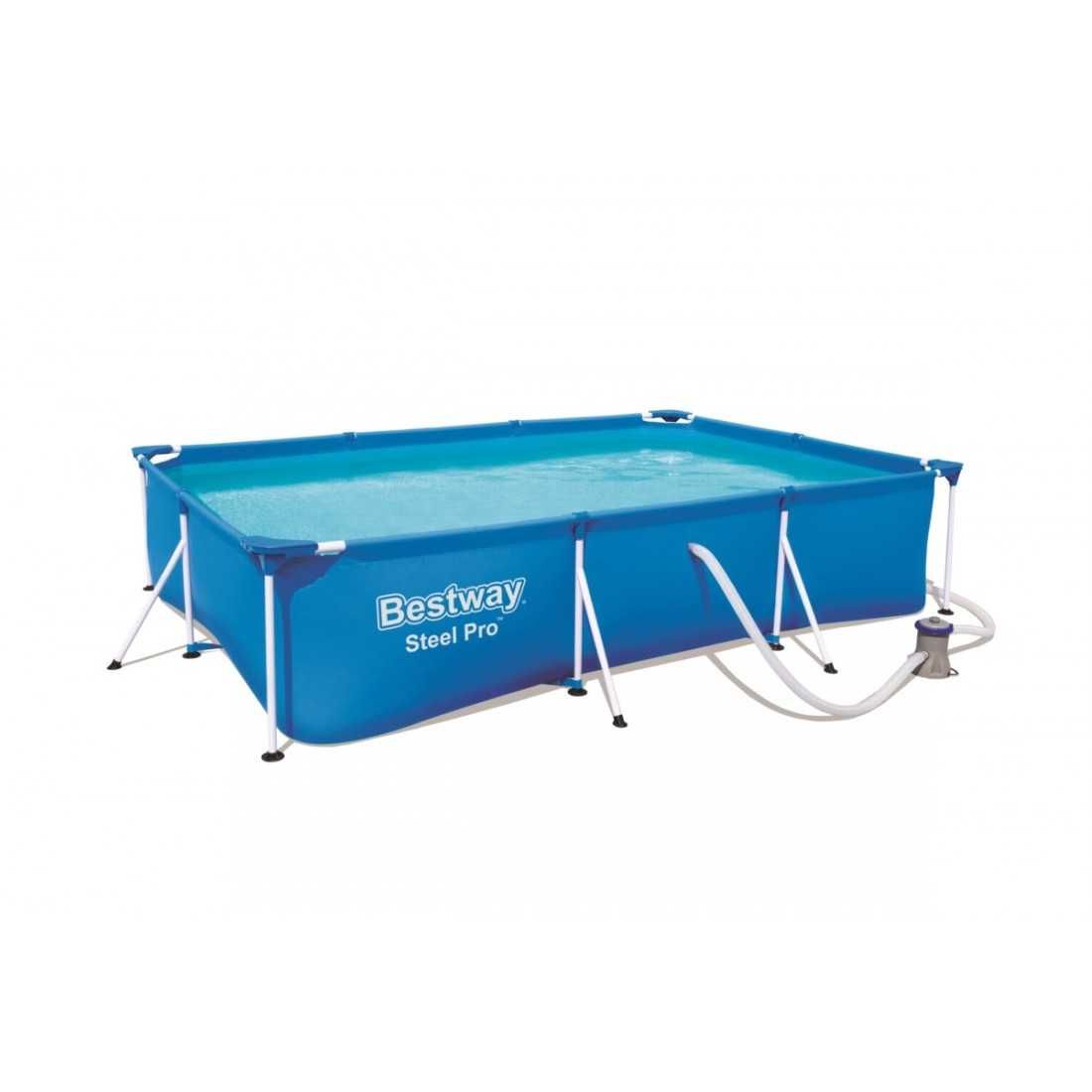BESTWAY правоъгълен басейн с ф. помпа 3.00m x 2.01m x 66cm Steel Pro