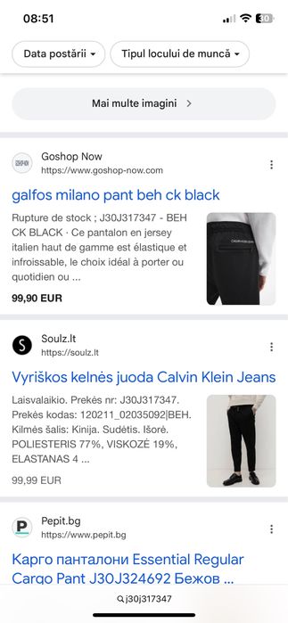 Pantaloni barbati Calvin Klein