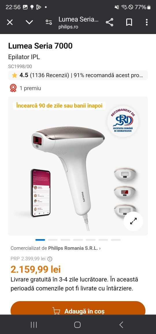 Epilator Lumea Seria 7000 IPL