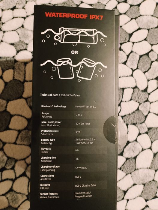 Bluetooth мобилна колонка от 2 части HAMA Twin 2.0, 2 x 10 W, Черен