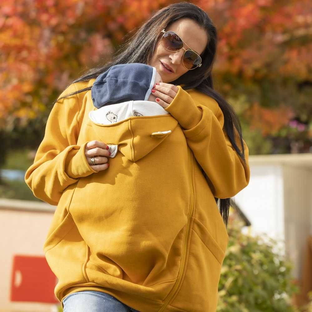 Разпродажба | Памучен суитшърт за бебеносене Simply - MUSTARD