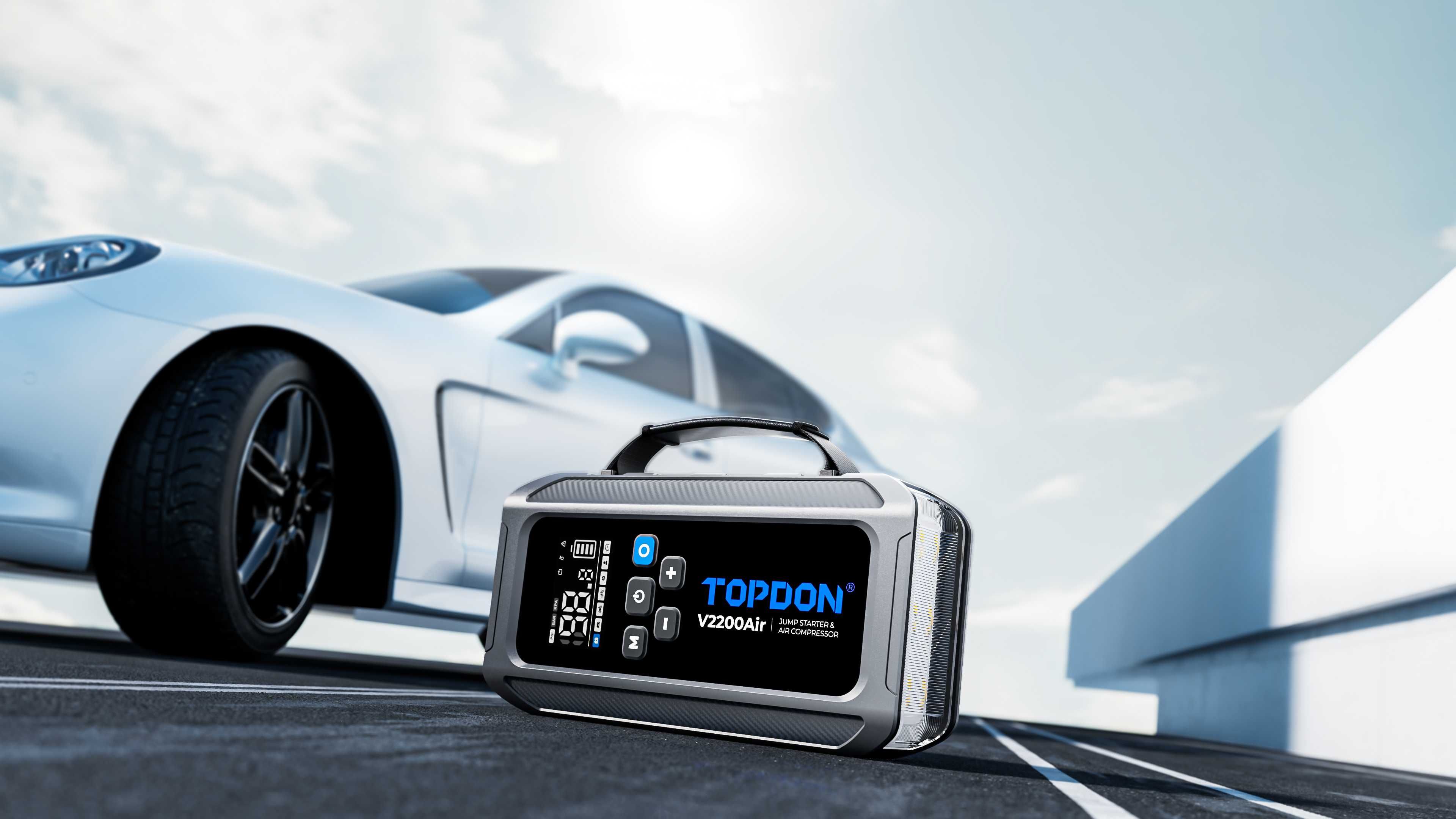Jump Starter с вграден въздушен компресор TOPDON V2200 Air, 16000 mAh
