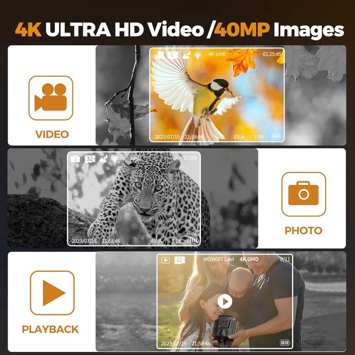 Нов Дийимин 4K бинокъл за нощно виждане, 3" с 8X увеличение, 5000mAh..