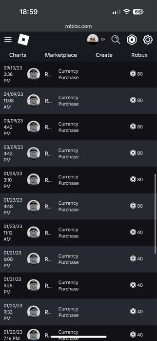 Аккаунт в игре Roblox