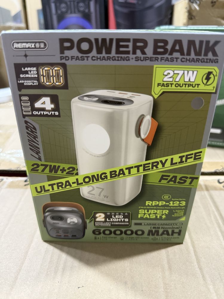 БЕПУЛ Доставка,Большой PowerBank Remax 60.000 mAh 27W Аккумулятор hoco