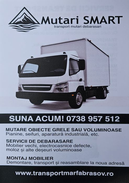 Transport mutari debarasari manipulare bunuri marfa duba cu lift reloc