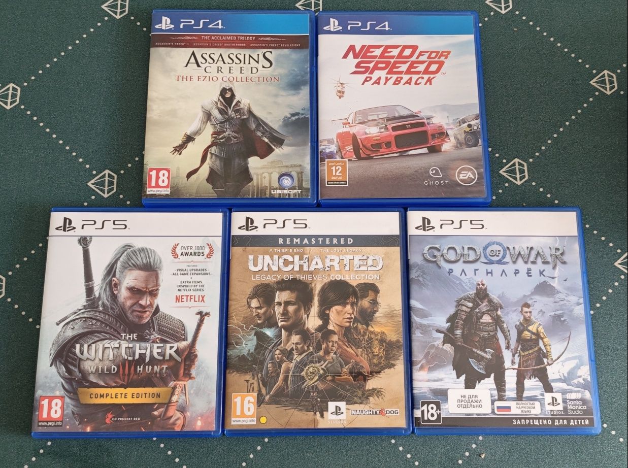 Need for Speed,  Assassin's creed, Ведьмак 3, Uncharted, God of War.