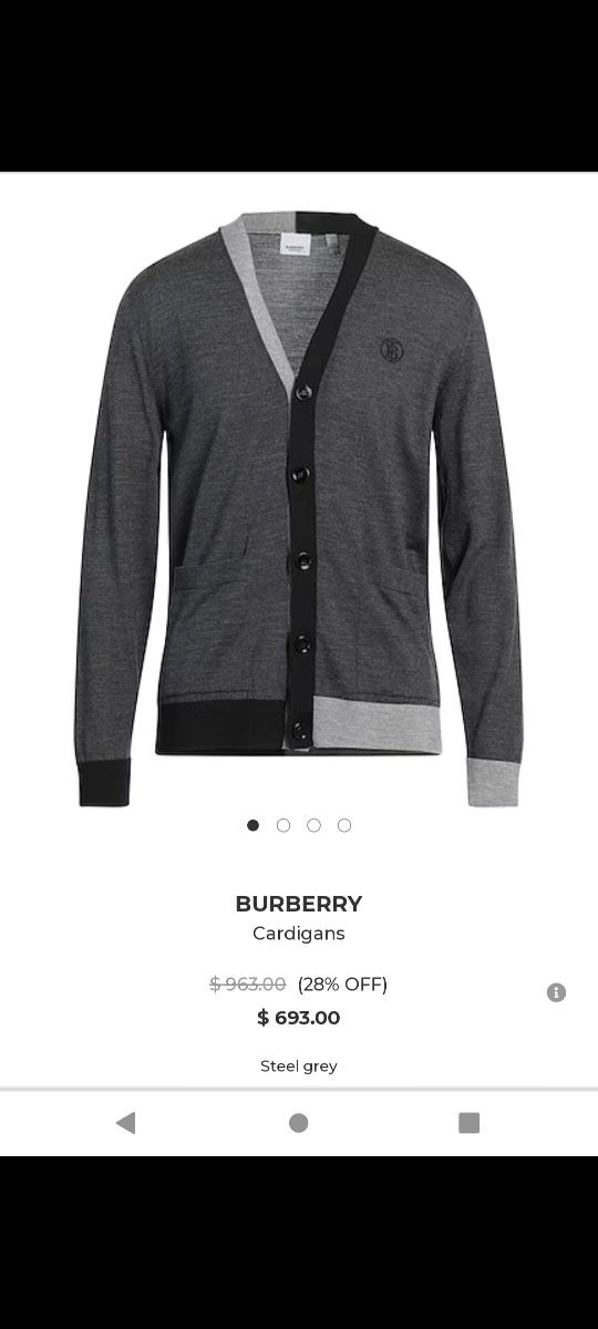 Cardigan - pulover bărbați BURBERRY 100% merino fina mărimea L