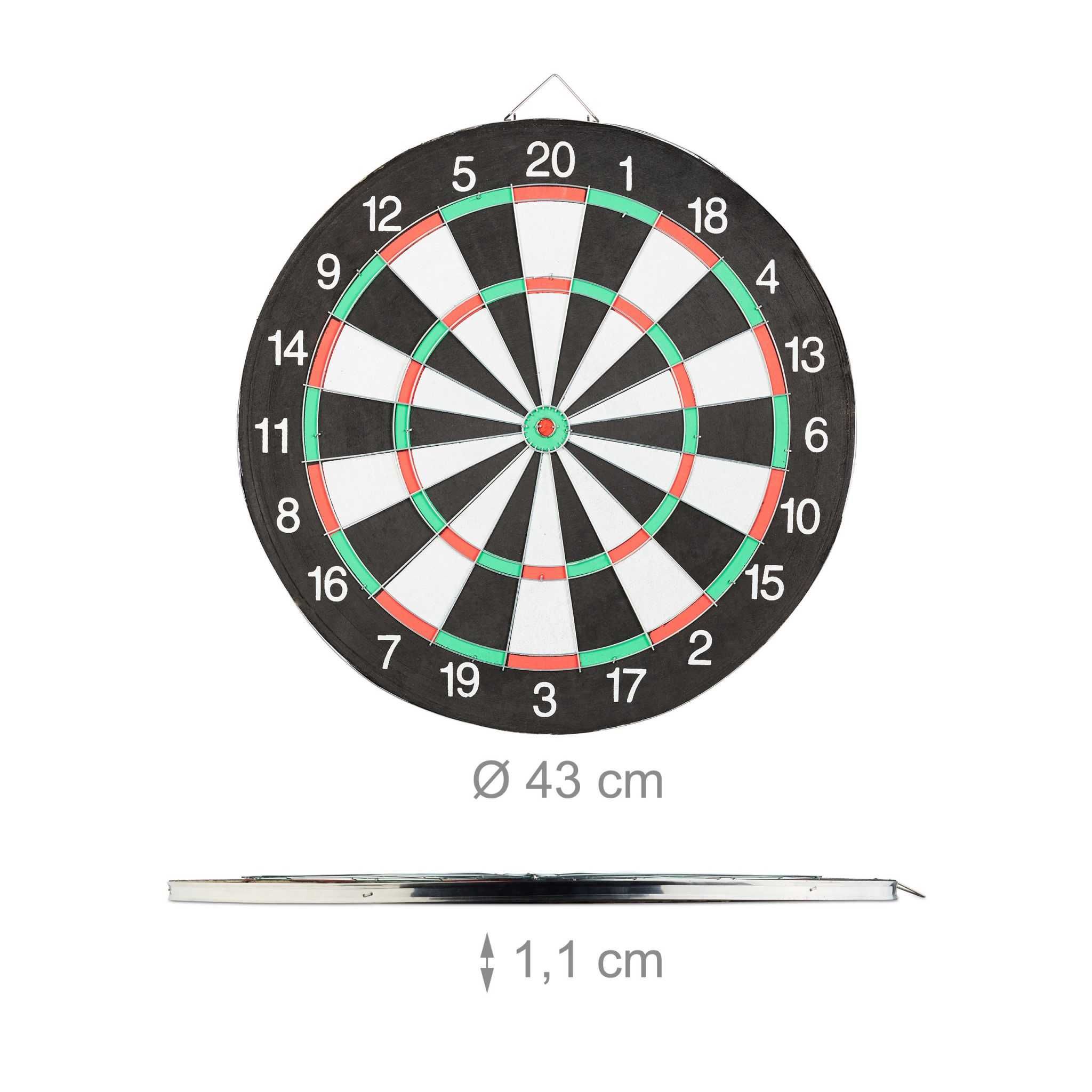 Set darts 43 cm cu 6 sageti cu varf metalic doua fete in design clasic