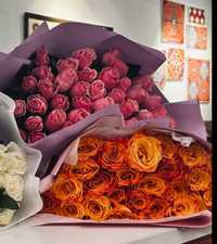 Цветы розовые и оранжевые