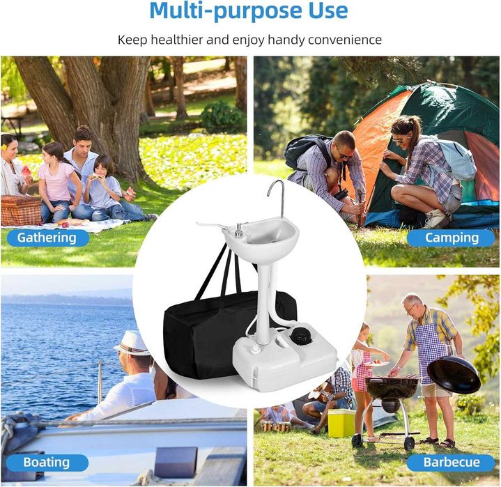 Ghiuveta,curte. Pentru spălat mâini de camping Gri 50,5 x 33 x 103 cm