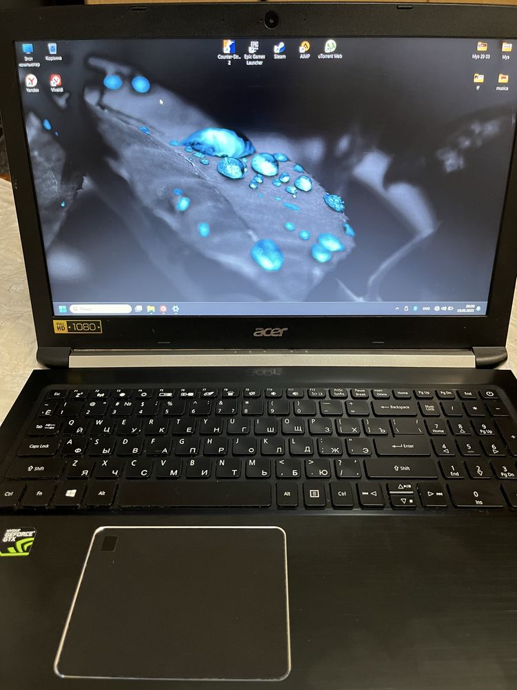 Ноутбук acer aspire 7 gtx1050ti, intel i5, 24гб озу