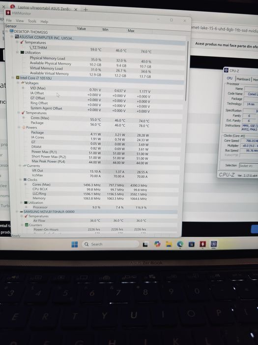 Vand laptop Asus Zenbook 15 UX534FTC