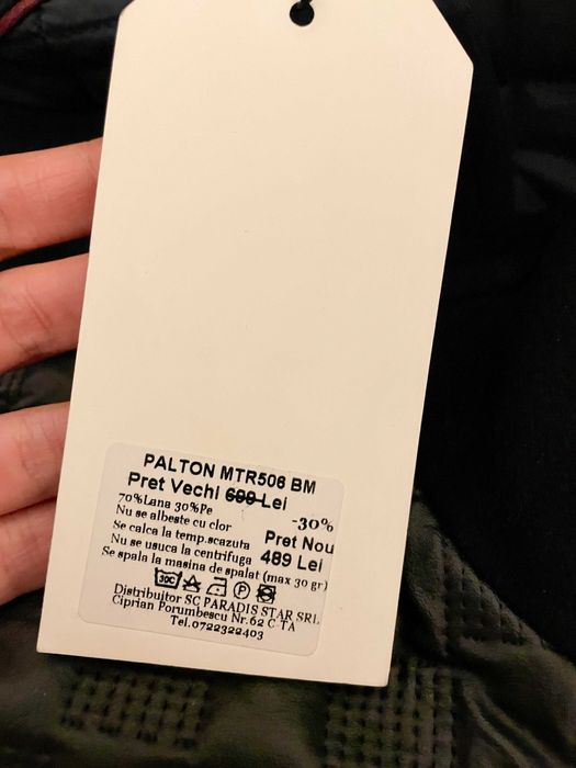 Palton bărbați mărimea 52, 70% lână, etichetă originală inclusă
