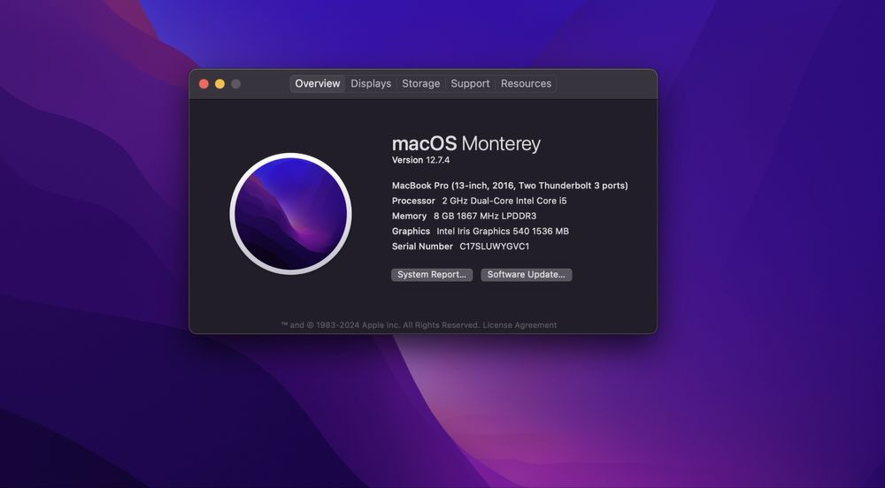 Macbook Pro 8 ram, 256 SSD(2016)