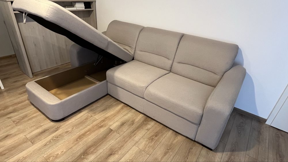 Canapea extensibila (coltar) CASA RUSU, bej, 240/200 x 180/140/60 cm