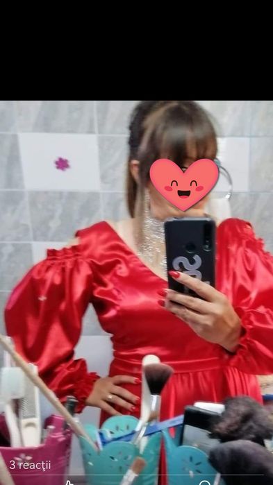 Rochie de seara,lunga cloș, , culoare roșu passion(culoarea sângelui)