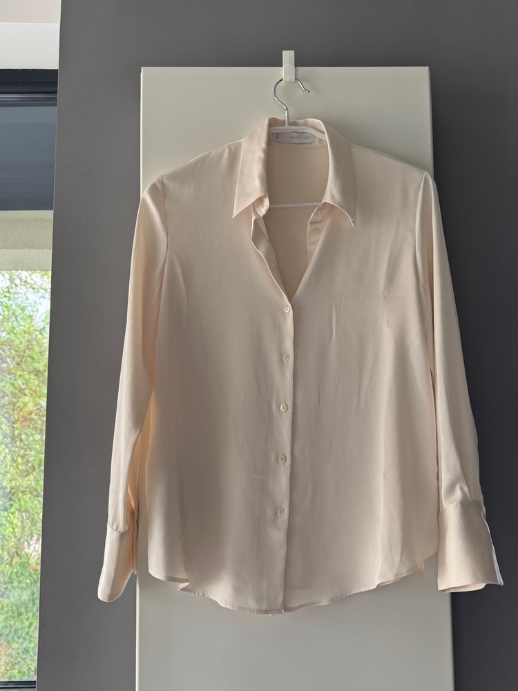 Camasa dama Mango S Satin neagra si alba