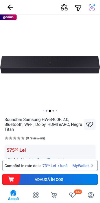 Soundbar Samsung HW-B400F - NOU, SIGILAT, GARANTIE 2 ani, Bluetooth