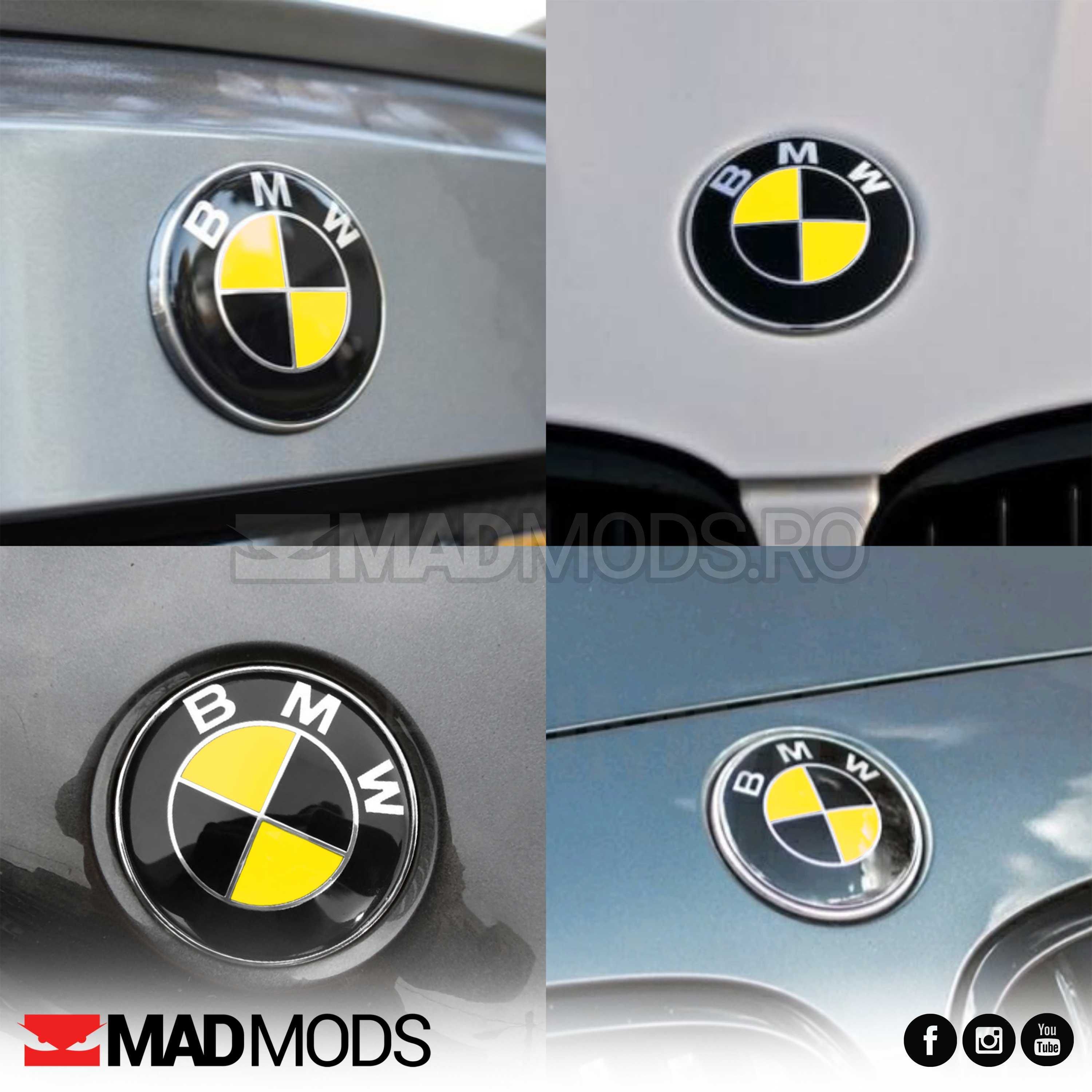 Set Stickere Embleme Negru cu Galben BMW Seria 1 2 3 4 5 6 7 8 X i M