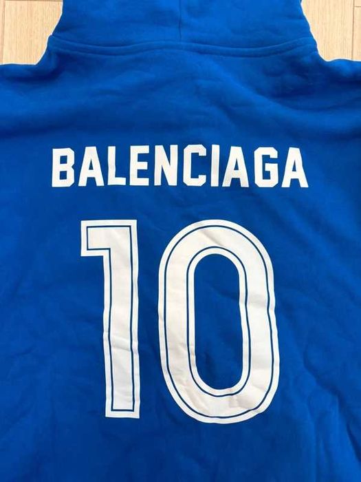 Balenciaga Soccer Zip Up Hoodie Blue