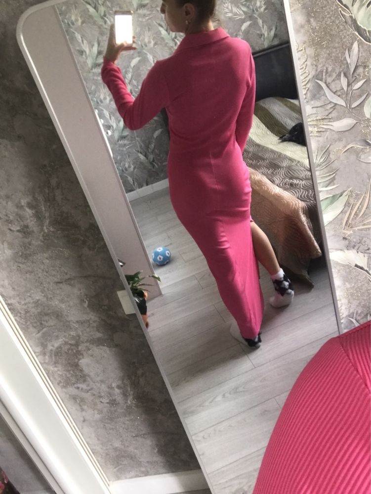 Платье в пол розовое