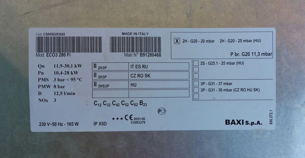 Piese-dezmembrez Baxi ECO 3 280 FI