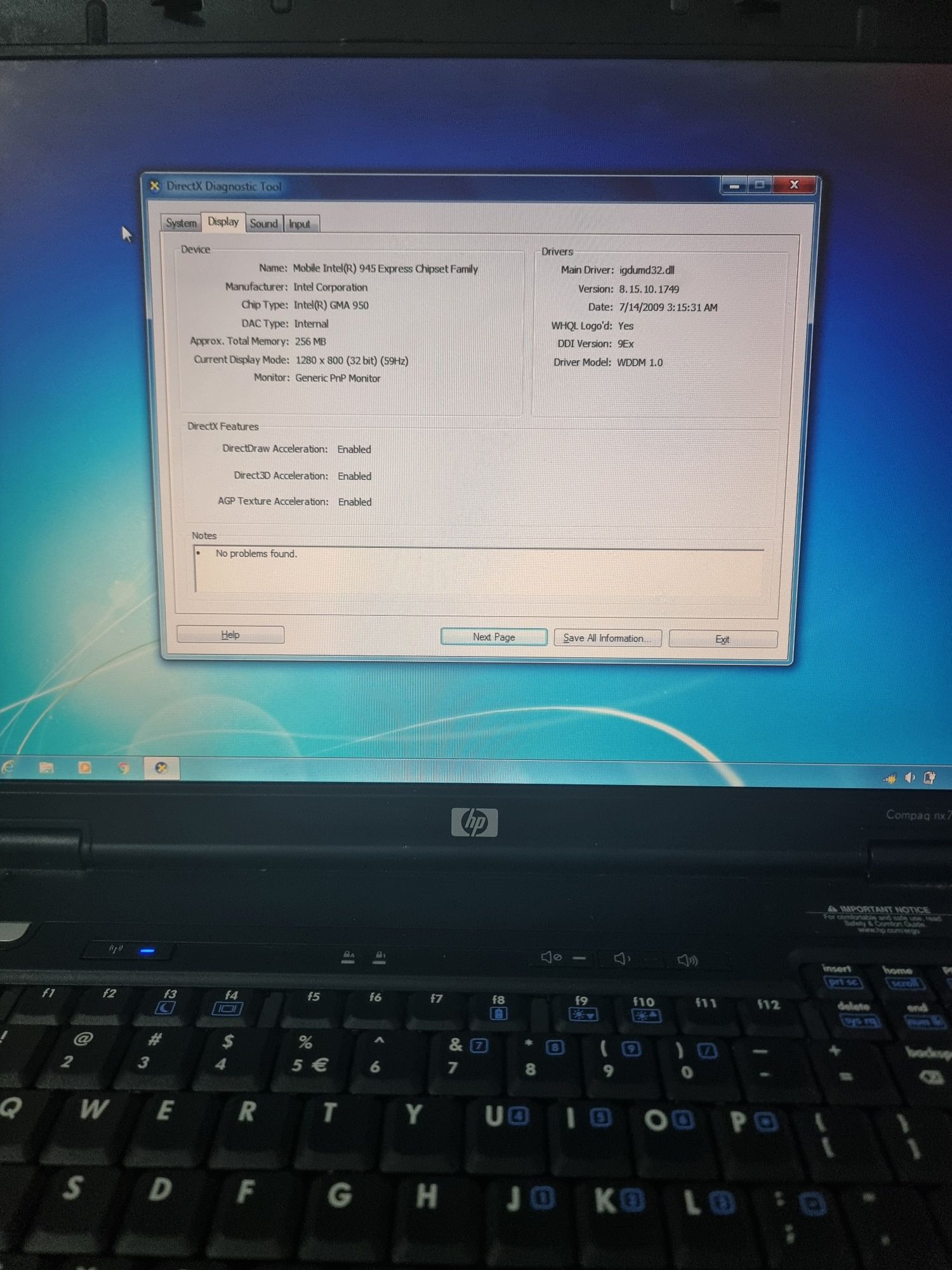 Laptop HP NX7400