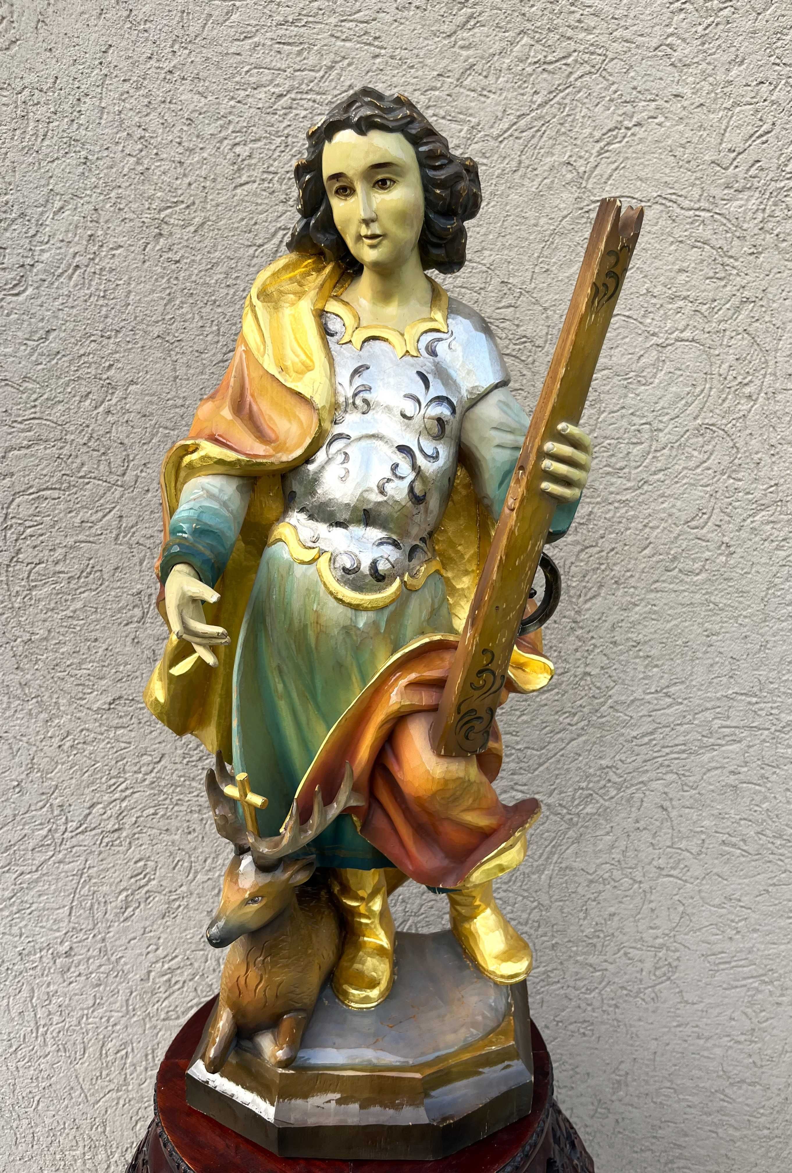 Superba statuie din lemn-foita aur-Sfantul Hubertus-Franta