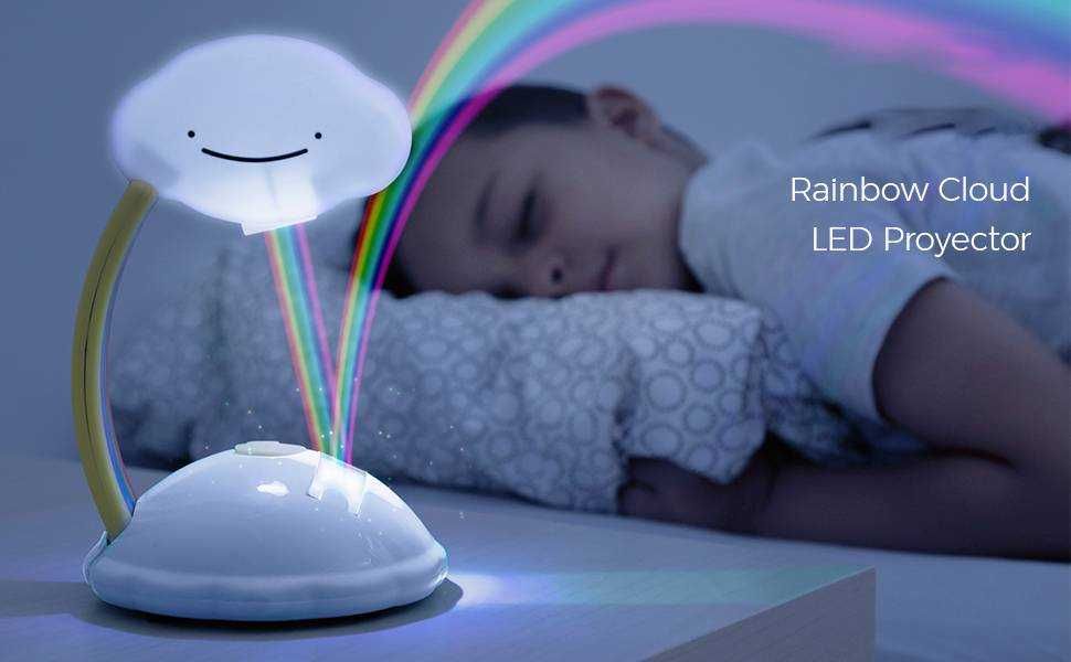 Lampa de veghe cu proiectie curcubeu portabila, pentru camera copiilor
