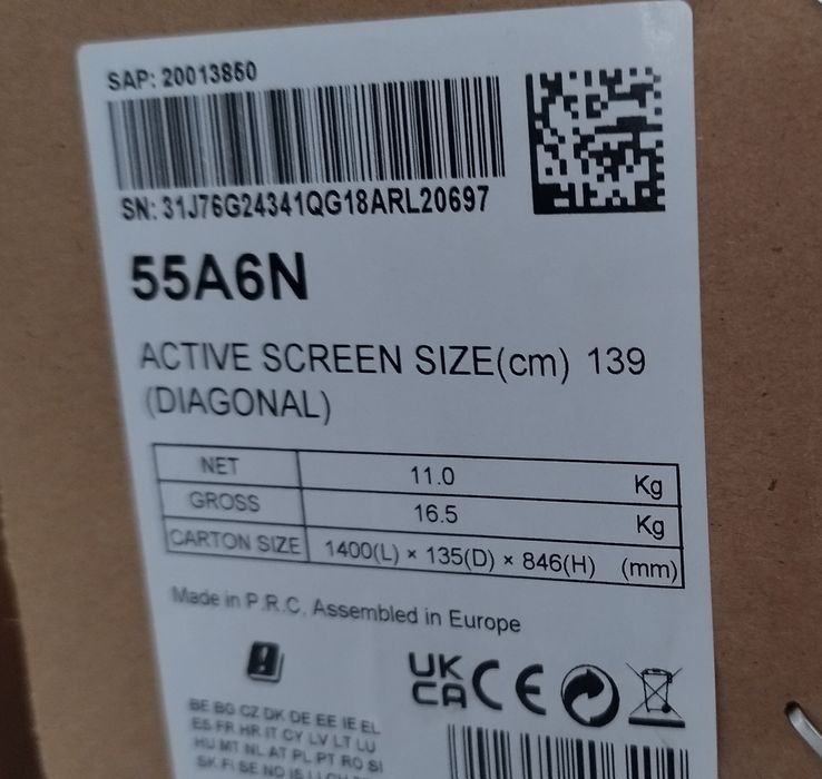 Placa baza, sursa,etc tv hisense 55a6n