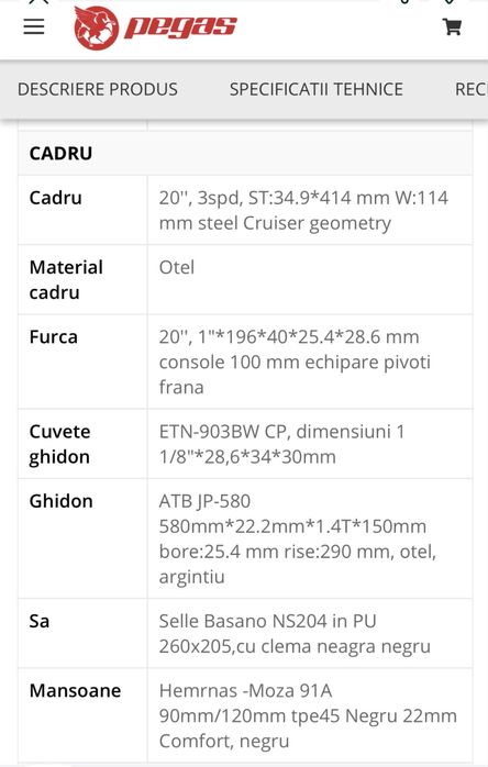 Bicicleta Pliabila Pegas Practic Retro Albastru Cobalt 3S