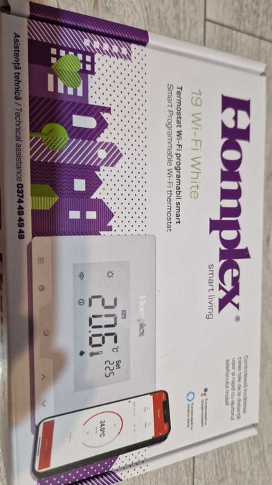 Termostat centrală programabil inteligent Homplex 19 wireless alb