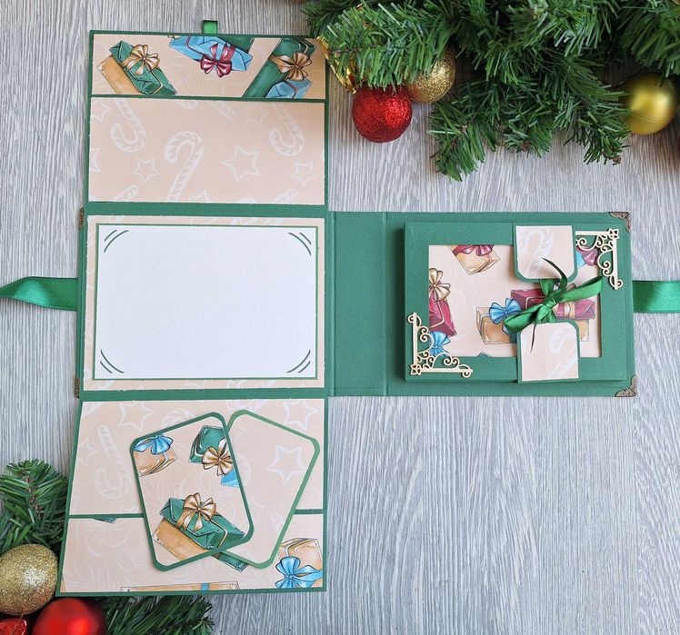 Мини скрапбук албум с коледни мотиви, ръчна изработка /57.14