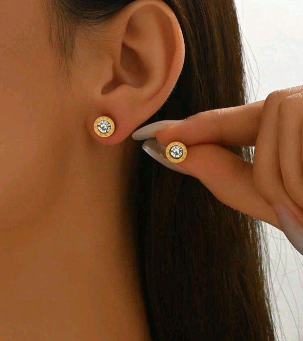 Cercei din otel inoxidabil,placați cu aur 18k