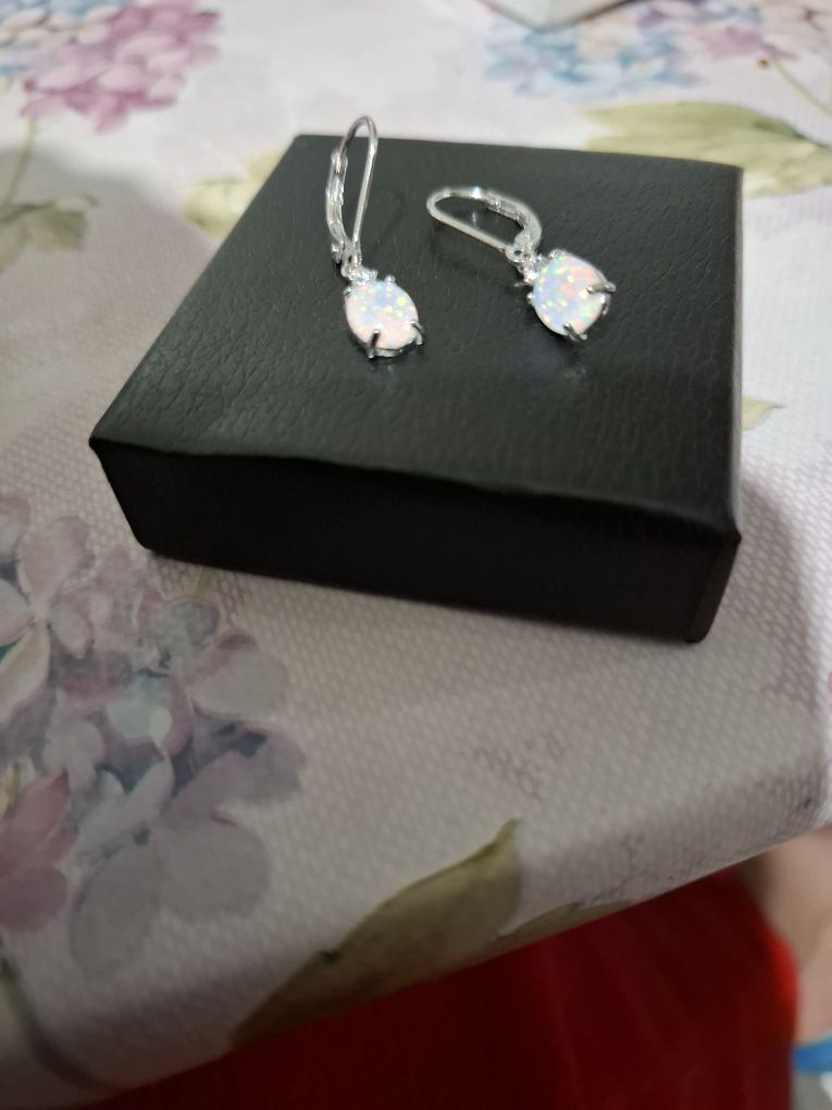 Cercei argint 925 cu opal de Australia și zirconii