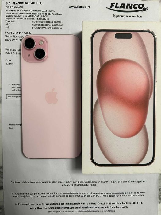 Iphone 15 plus pink garantie